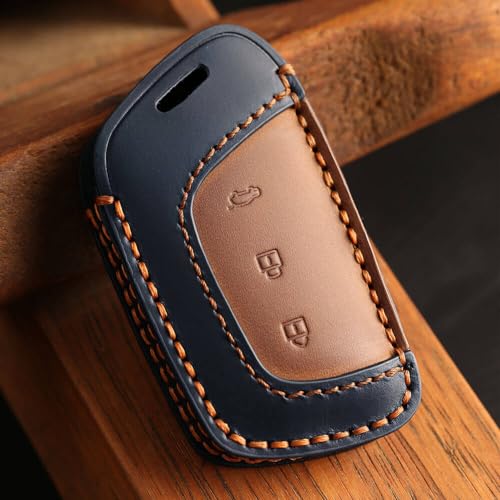 Image of keyzone dual leather key cover for MG Hector 3 button smart key
