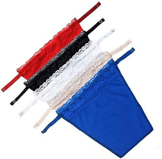 finesse miracle cami Finesse Mock Camisole Quick and Easy Clip-on cami Miracle cami Deep Neck Cleavage Cover up Inner Cami Secret - Set of 5 - Black, Beige, White, Red and Royal Blue-picture-30