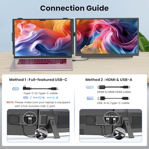 Image of Redalf 15.6 inch Laptop Screen Extender, FHD 1080P Portable Monitor, Detachable and Plug-Play Travel Laptop Monitor Extender Fit for 14 inch-17.3 inch Laptops, Dual Monitor Compatible for Mac /Wins /Dex /Chrome