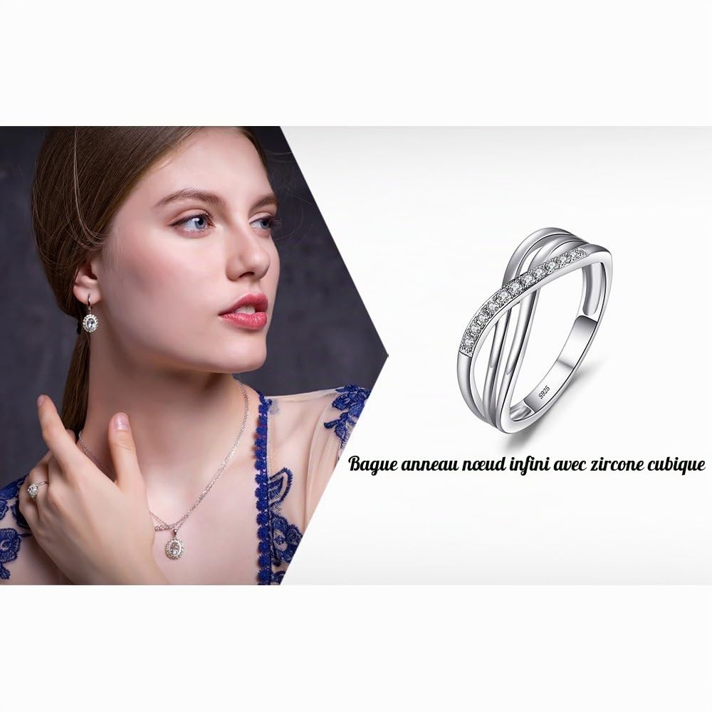 JewelryPalace Taille Rond Zircone Cubique Infini Bague Pour Femme, Bague de Fiançailles Femme, Argent 925 Plaqué Or Jaune Or Rose, Torsade Bagues Anniversaire Mariage Promise Alliance, Bijoux Cadeau