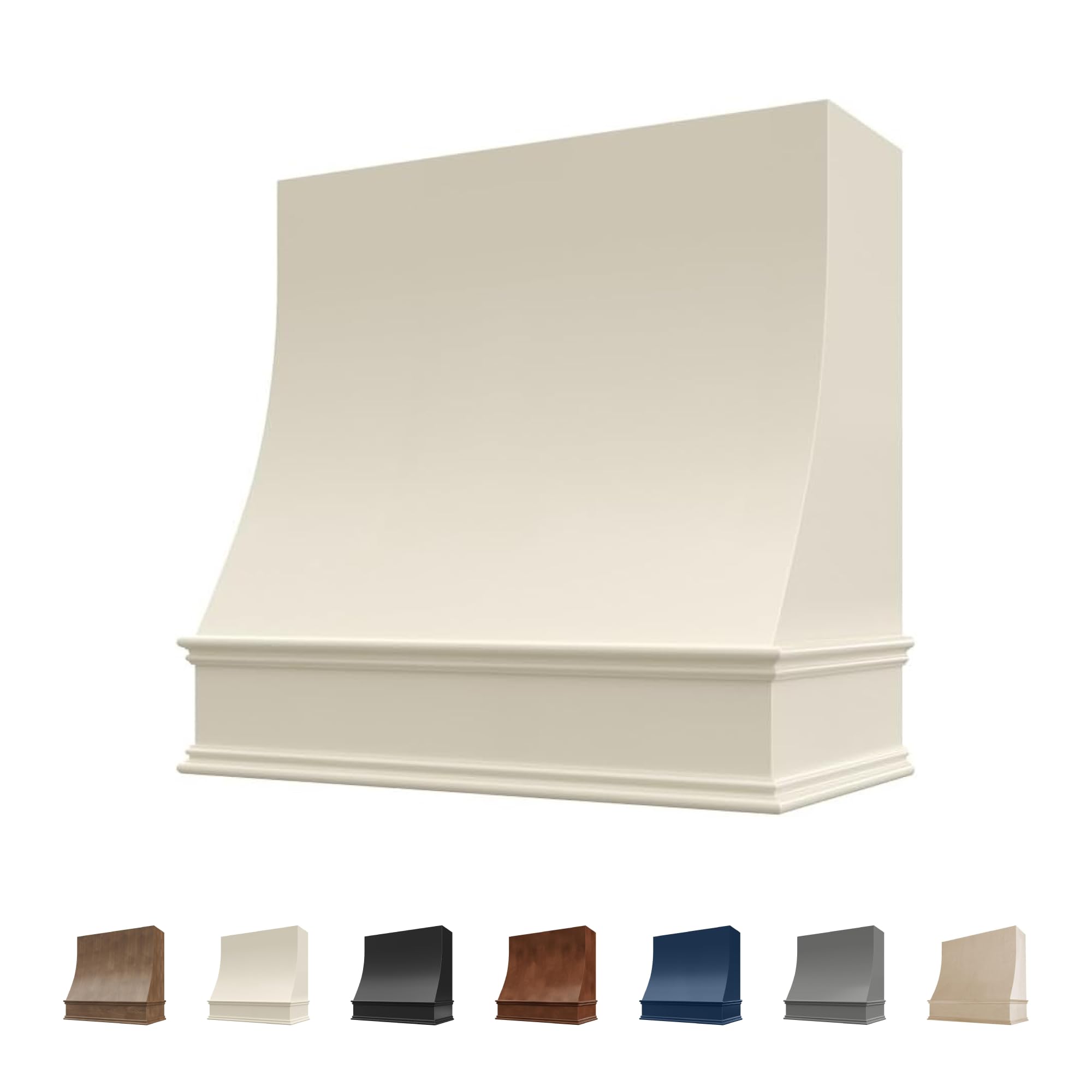 Antique White Range Hood Cover, Sloped Front, 43.5"W x 36"H