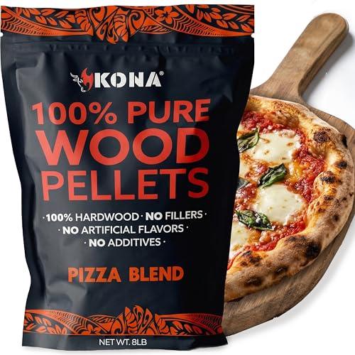 Kona Pizza Blend Wood Smoker Pellets, Intended for Ninja Woodfire Pizza Ovens, 100% Natural Hardwood - Rich Smoky Flavor - Ideal for Pizza Ovens, Smokers, and Smoker Tubes - 8 Pounds