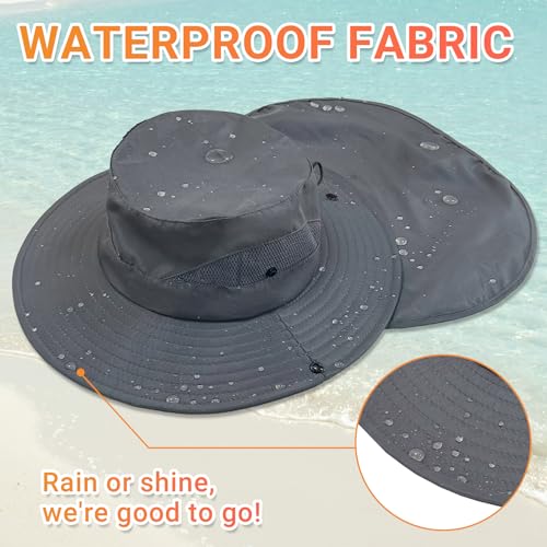NPQQUAN Sun Hats for Men Women with Neck Flap UPF 50+ UV Protection Wide Brim Bucket Hat Safari Hiking Fishing Hats Darkgray(Neck Flap)