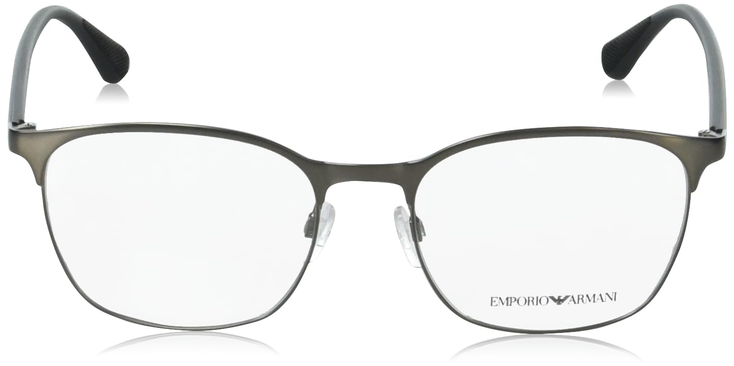 Emporio Armani Men's EA1114 Oval Prescription Eyewear Frames, Matte Gunmetal/Demo Lens, 54 mm
