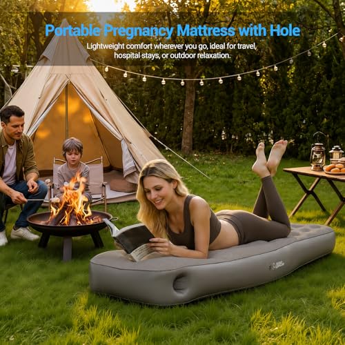 Image of Inflatable Pregnancy Pillow with Belly & Head Hole, Prone Pregnancy Pillow for Stomach Sleepers, Belly Pillow Pregnancy Mattress for Pregnant Women, Maternity airbed Pool Float for Tummy Massage
