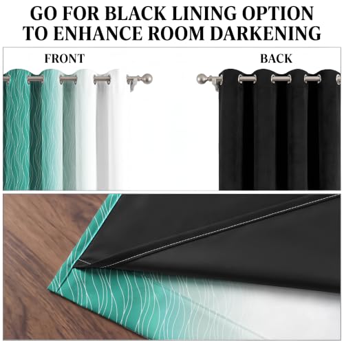 Image of Ultimate Trends Ombre Blackout Curtains for Bedroom Room Darkening Curtains for Living Room,Energy Saving,Thermal Insulated Grommet Window Drapes, Aqua and Greyish White, 5 FEET,2 Panels
