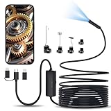 iWarmbase Endoscopica Telecamera di ispezione Serpente iWarmbase 3 in 1 USB Camera Endoscopica Tipo C portata con 8 luci LED per Smartphone Android e iOS, iphone, iPad, (16,5 FT/5M)
