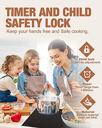 Induction Cooktop 30 Inch, Weceleh Electric Stove Top 4 Burner 7000W, Built-In Induction Stove Top 220-240V, Electric Cooktop With 9 Power Levels (No Plug), Timer & Kid Safety Lock, Boost Function #TOP4