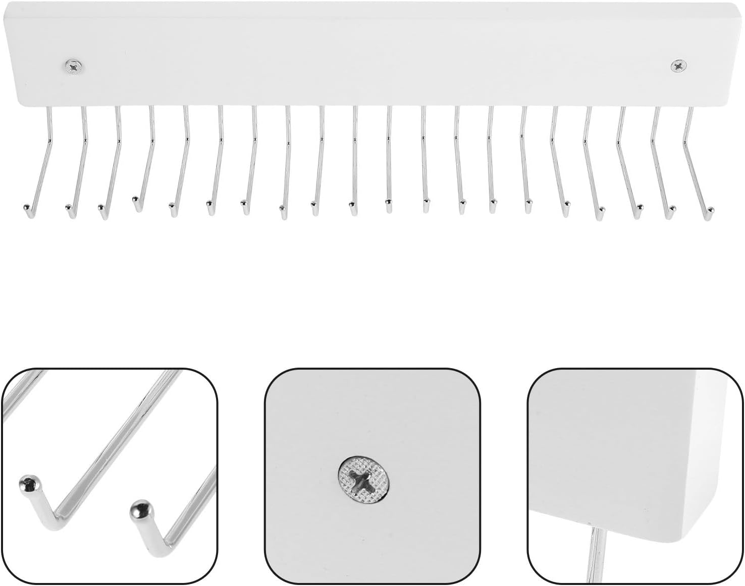 Rotating Wall Mounted Tie Rack with Entryway Hook, Iron Wood