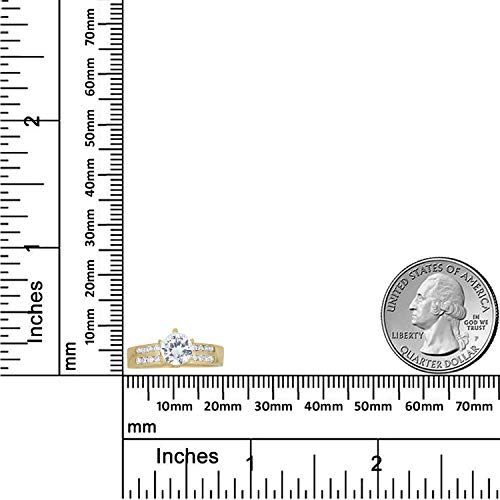 AVORA 10K Yellow Gold 1 Carat Simulated Diamond CZ Anniversary Bridal Engagement Wedding Band Ring4