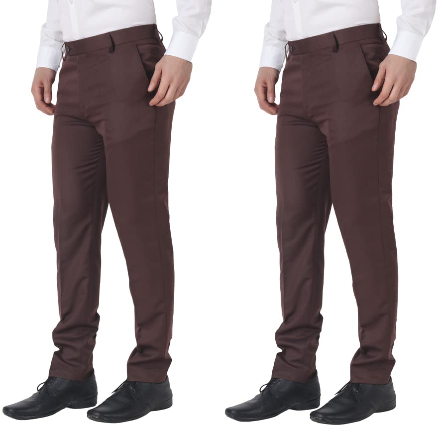 Image of MALENO Men's Regular Fit Polycotton Trouser Pant's Formal Trouser Casual Trouser Pant Combo (Pack of 2)