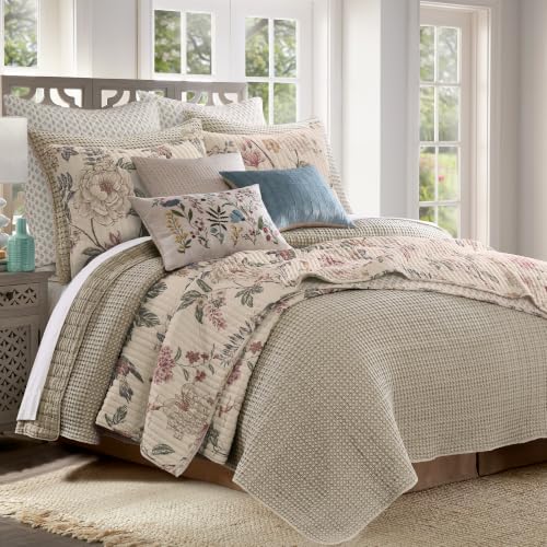 Image of Levtex Home Mills Waffle King /Cal King Quilt Set (106x92in) with 2 Pillow Shams (36x20in) - Wheat - Cotton Waffle King Size Quilt Bedding Set - Lightweight, Soft, Pre-Washed