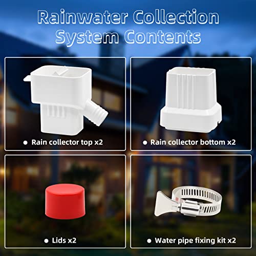 Rainwater Collection System(2Sets),Downspout Diverter With Adjustable Collection Capacity, Uv-Resistant Rain Barrel Diverter Kit，Rainwater Catching System Fits 2"*3" Standard Downspout #TOP5