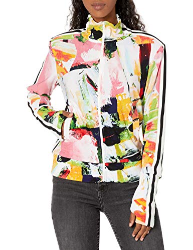 Norma Kamali womens Warm Up Jacket, Watermelon Sp/Off Strip, X-Small 34 US