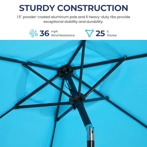 Wisteria Lane Outdoor Patio Umbrella, Market Umbrella, Large Outdoor Umbrella, Metal Pole Umbrella with Push Button Tilt and Crank, Polyester Canopy, Light Blue by Wisteria Lane - Used condition - Image 4