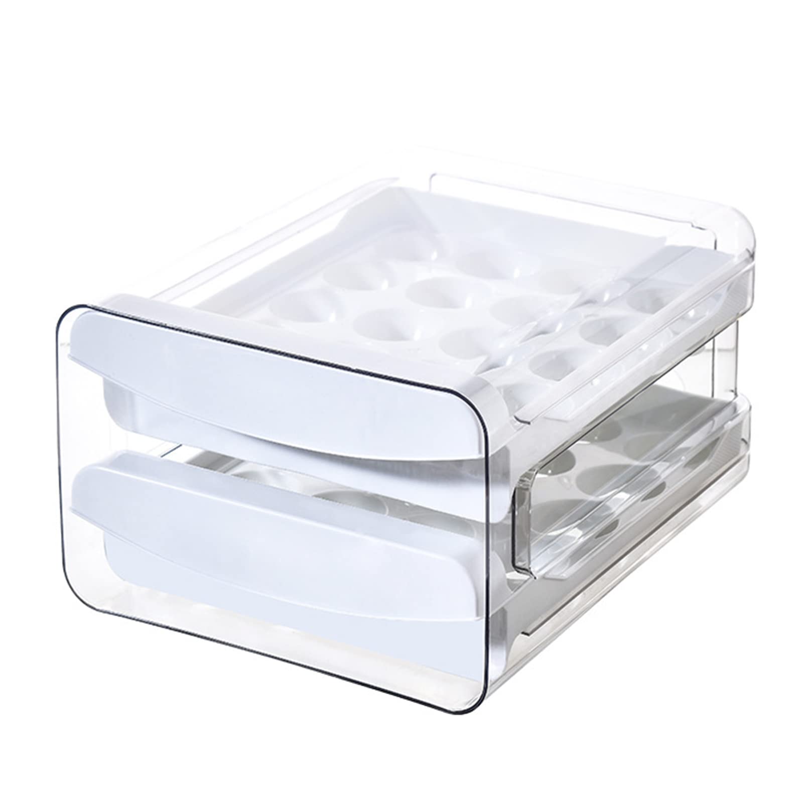 Refrigerador de cocina Cajón doble Caja de huevos Huevo en conserva, Huevo de pato, Organizador Caja de almacenamiento Caja de almacenamiento transparente de doble capa apilable (Tamaño: 27.5 * 22 *