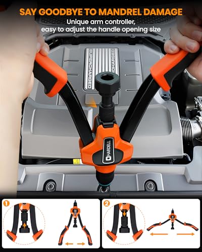HARDELL 14" Kit d'outils pour les écrous, outil de rivet à la main avec 80Pcs Noix de rivet et 6 Métrique & Mandrels de pouce M6 M8 M10, 1/4-20, 5/16-18, 3/8-16 et cas de portage à roues