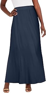 Women's Plus Size Wrinkle Resistant Pull-On Elastic Knit Maxi Skirt