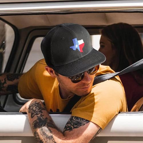 Image of Adjustable State Flag Trucker Hat Mesh Baseball Cap with Embroidered Patch for Men Women