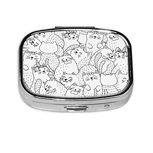 ピルケース 薬ケース 萌え かわいい 猫柄 スクエアピルボックス ピルボックス 小さなピルボックス ミニピルボックス ミニ薬箱 携帯ピルケース 収納ボックス 小物入れ 携帯用 くすり整理 人気 長方形 薄型 コンパクト 小型 おしゃれ くすり整理 ピルミニ