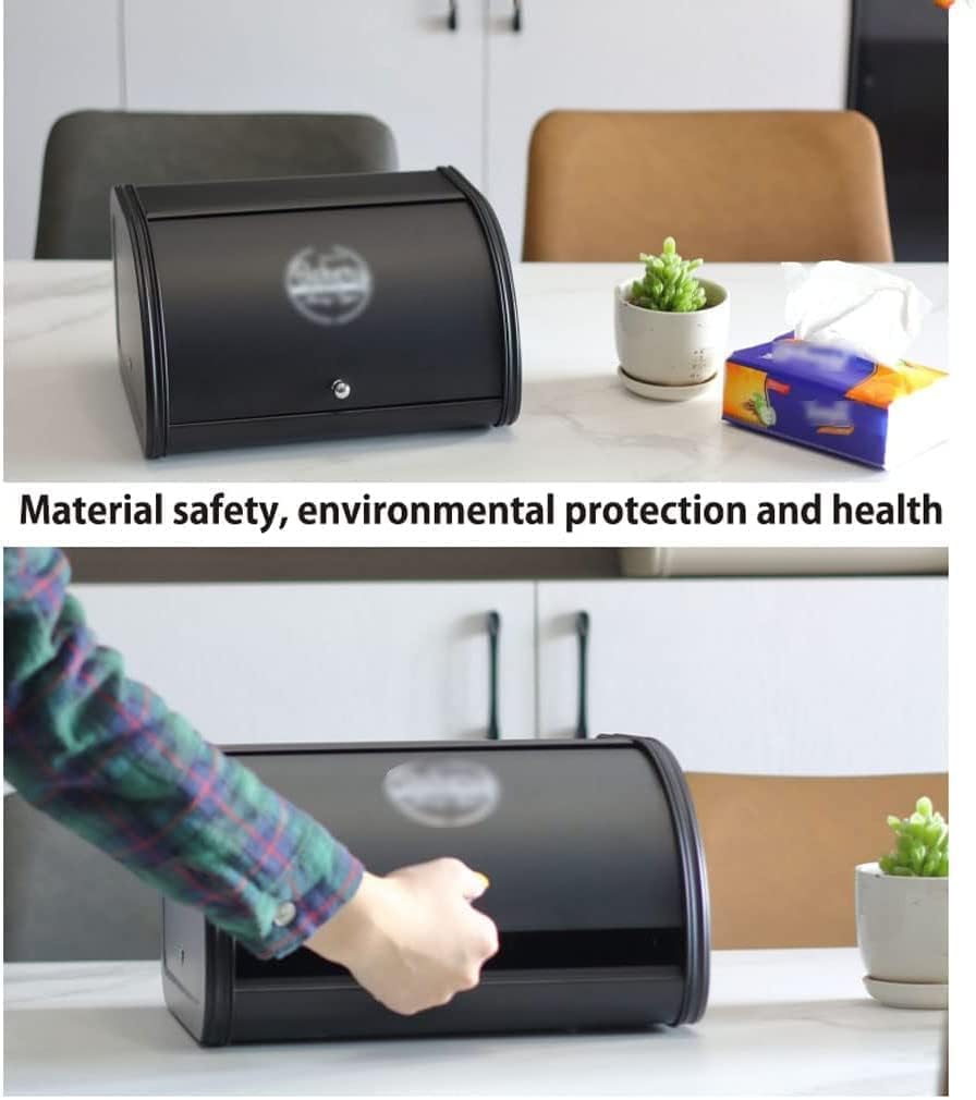 おしゃれ ブレッドケース 金属製のパンボックス、キッチンカウンターに最適、大容量のポータブルパン収納パンホルダー収納容器 保存容器