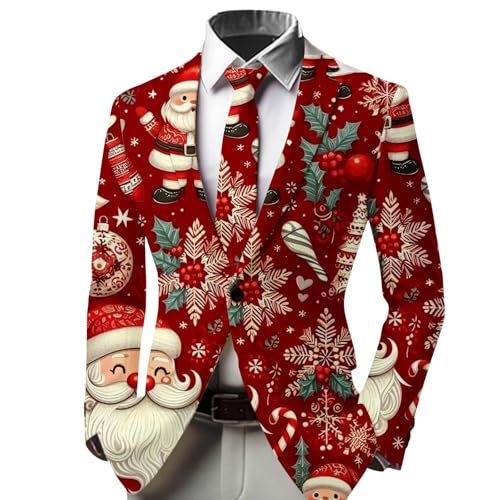 Genérico Elegante Chaqueta Estampada Infantil para Eventos Formales y Celebraciones Navideñas con Diseño Festivo Juvenil de (Red, 11-12 Years)