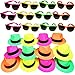 Produktbild German Trendseller®- 24er Neon Party - Set  12 Neon Hüte + 12 Neon Sonnenbrille UV400  Karneval Fasching  Party Knaller  Kostüm  Für 12 Personen
