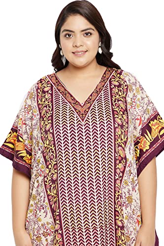 Image of Oussum Plus Size Kaftan Dresses for Women, Polyester Summer Caftan Cover Up Maxi Beach Dress, 1X-3X