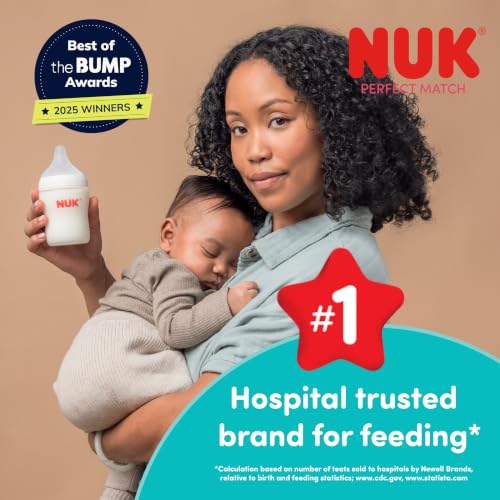 Image of NUK Perfect Match Natural + Anti-Colic Bottle, 8 oz, 2 Pack