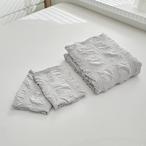 Miniatura 6 de Suave juego de edredón Boho King (102 x 90 pulgadas) con edredón sólido de lujo con estampado Puff Square, juego de cama, adecuado para todas las