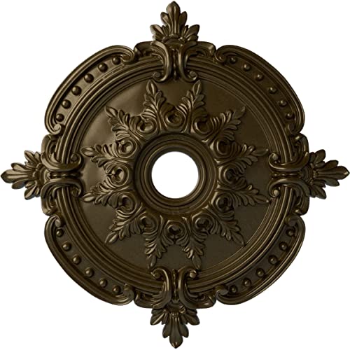 Image of Ekena Millwork CM28BEBRS 28 3 /8 inch OD x 3 3 /4 inch ID x 1 5 /8 inch P Benson Classic Ceiling Medallion Fits Canopies Up to 6 1 /2 inch, Brass