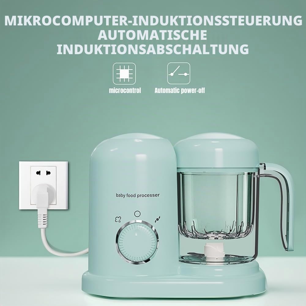 Multifunktions-Kochmaschine für Babys, Dampfgaren und automatisches Mixen, leicht zu reinigen, Mixer mit LED-Anzeige für Kinder ab 4 Monaten, All-in-One-Design und kompakt (grün)