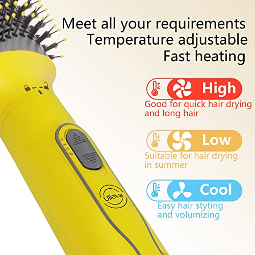 Uliova 13-Inch Detachable Three-In-One Multi-Function Drying Comb+Hair Curler+Straight Hair Comb Negative Ion Straightening Hair Hot Air Comb Curly Hair Hair Brush Hair Straightener(Yellow) #TOP4