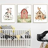Meuzzvor 3er Poster Set Kinderzimmer Bilder Bauernhof Tiere 