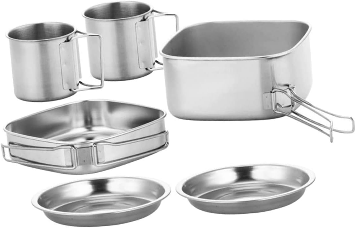Stainless Steel Camping Cookware Set Portable Outdoor Cooking Kit for Hiking and Fishing Compact Lightweight Practical Camping Supplies for Easy Outdoor Cooking