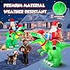 9x7FT Christmas Inflatables Santa Ride on Dinosaur with LED Outdoor Christmas Dinosaur Inflatable Blow Up Yard Decorations with Sandbags Stakes Strings for Garden Decor #2