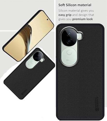 Image of Back Cover Case Compatible for Vivo V40E 5G (Textured Grip Design | Camera Protetion | Slim and Light Weight | Soft Touch and Feel | Black) (Vivo V40E 5G) - Silicone