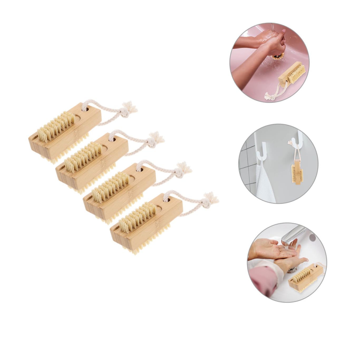 Outanaya 4pcs Nail Brush Portable Fingernail Cleaning Brushes for Gentle Nail Care and Scrubbing for Home Travel Use