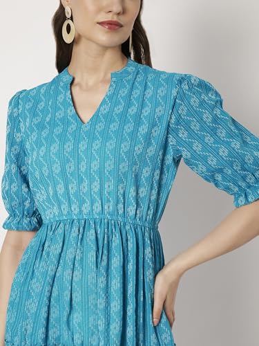 Image of Dress for Women | One Piece for Women | Long Stylish Women Dress Fit & Flare Maxi Dress, Cotton Summer Calf Length Dress