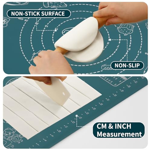 Image of DANIA & DEAN Silicone Baking Mat - Upgrade Mom Theme 26x16 Inch Extra Thick Pastry Mat with Measurements, Non-Slip and Reusable, Kneading Dough Mat for Kitchen Counter, Bread, Cookies, Pizza, Pasta