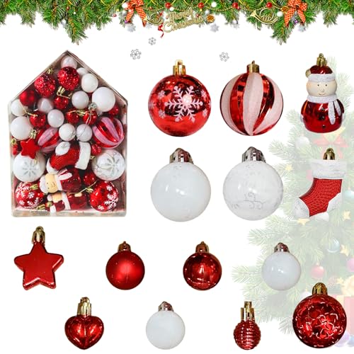 Bolas de Navidad,72 Piezas Bolas de Navidad de Plástico,Bolas Arbol de Navidad,Bolas Decorativas Colgantes,Decoracion Navidad,para Adornos Fiesta