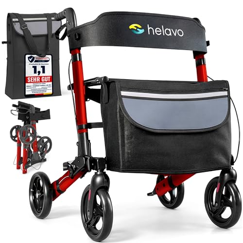 Helavo faltbarer Rollator mit Sitz - Leicht & Kompakt für Drinnen & Draußen