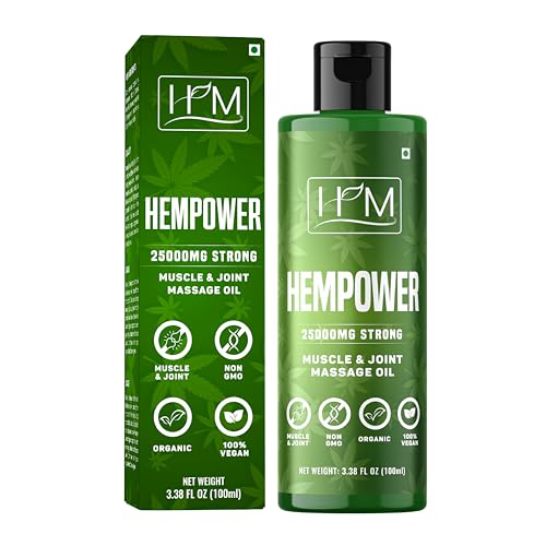 Hempower – Massage Oil for Muscle & Joint Pain – 25,000 MG | Ultra-Strength Hemp Formula | No Artificial Fragrance | Supports Active Lifestyle, Fast Acting Long Lasting | 3.38 fl oz (100 ml)