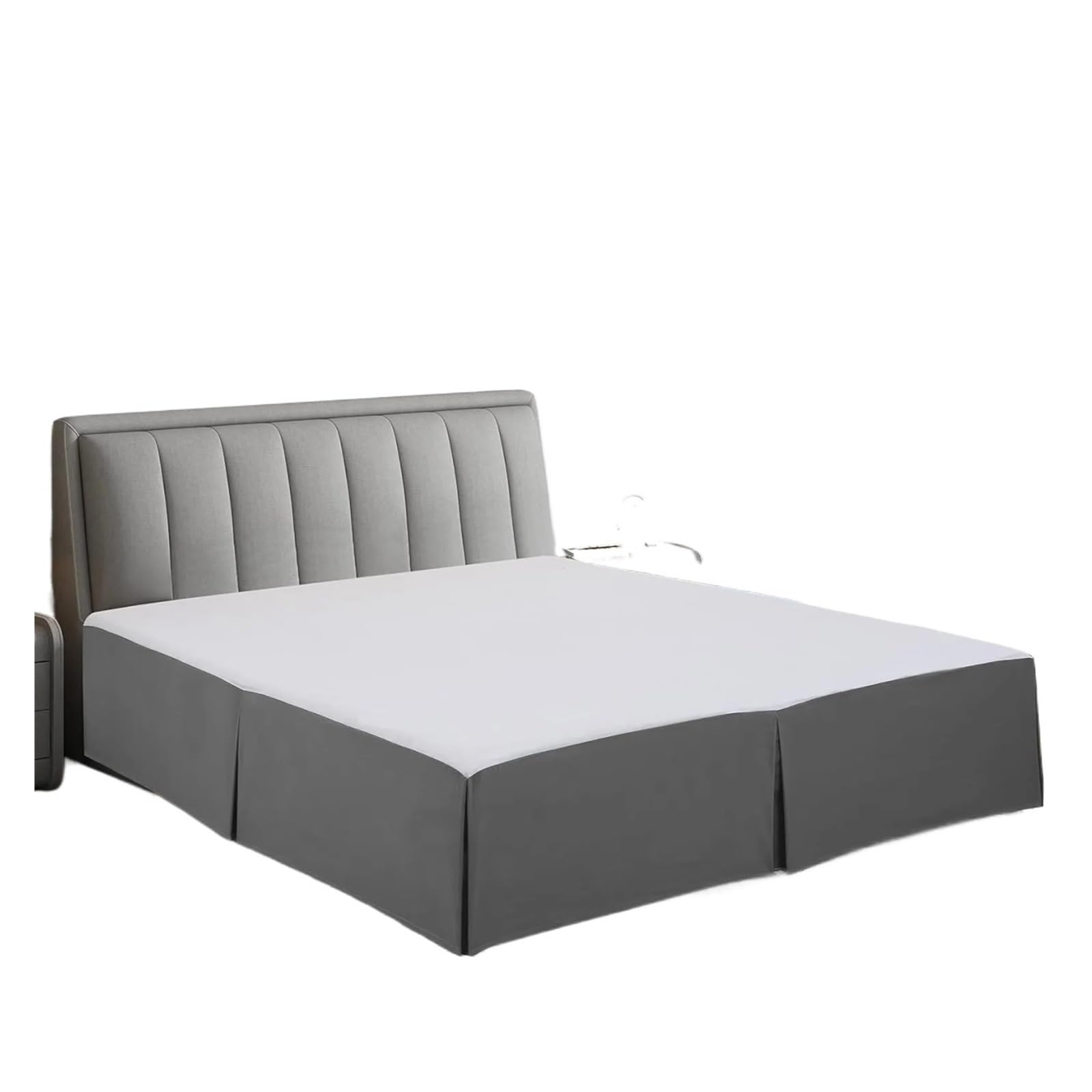 Bettrock Weicher, plissierter, einfach anzubringender Bettrock aus Mikrofaser mit weißer Plattform, beständig gegen Ausbleichen und Falten, 35,6 cm hohe Tagesdecke für Bettdekoration(Gray,Twin XL)