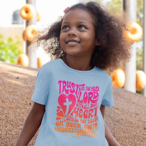 Trust in The Lord with All Your Heart Proverbs 3:5 Blue Cotton Children's T-Shirt4