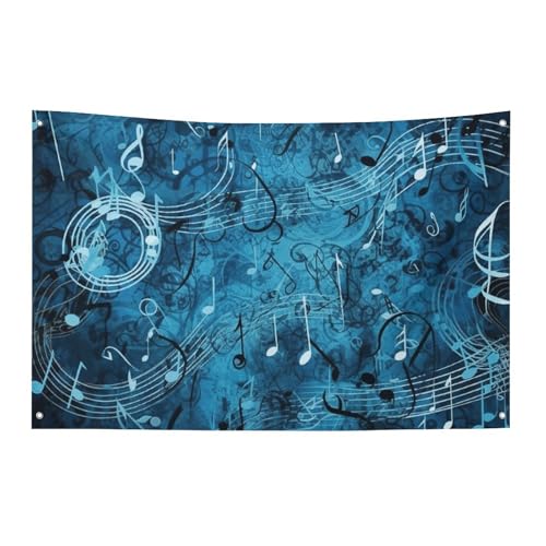 Drapeau de jardin décoratif intérieur extérieur et drapeaux de cour à motif musique bleu