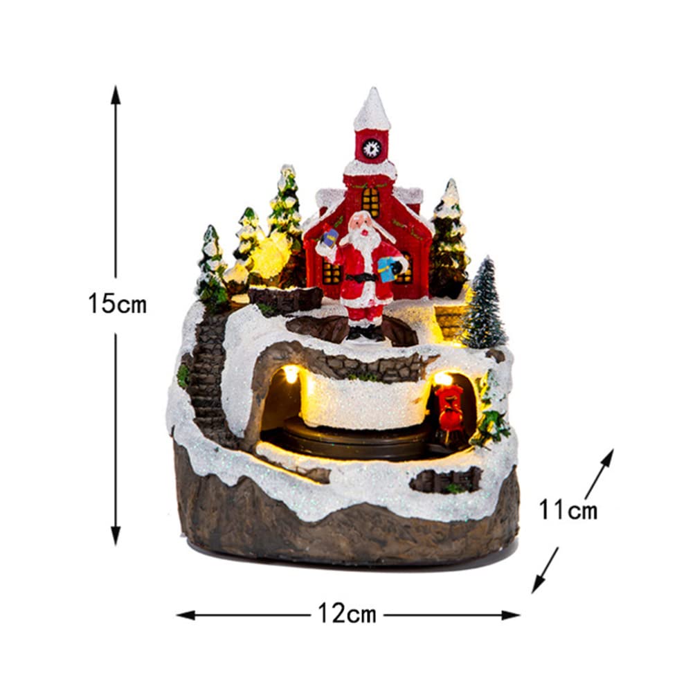 NUOBESTY Maison De La Musique De Noël Village De De Noël Chalets Gingembre Accessoires De Village De Noel Ornement De Train De Noël Cadeau Les Amoureux Résine Miniature