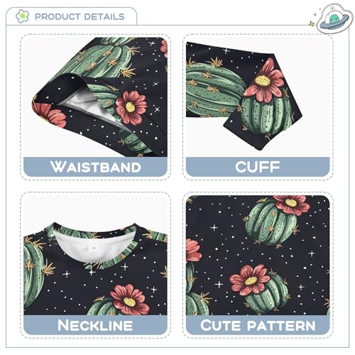 JUNZAN Cartoon Cute Cactus Flowers Kids Girls Pullover Hoodie Crewneck Hoodies for Girls Camping 4T3