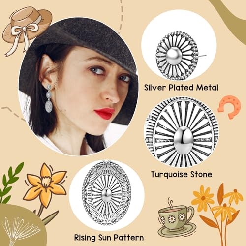 Joyline Western Earrings for Women Vintage Oval Turquoise Concho Dangle Earrings Country Concert Outfits Western Jewelry Gifts3