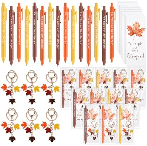 AmazingSpark 20 Set Fall Maple Leaf Pens Keychains Cards Teacher ...